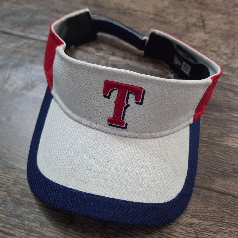 NEW ERA‎ Visor Mens OSFA White Red Blue Texas Rangers MLB Baseball Hat
